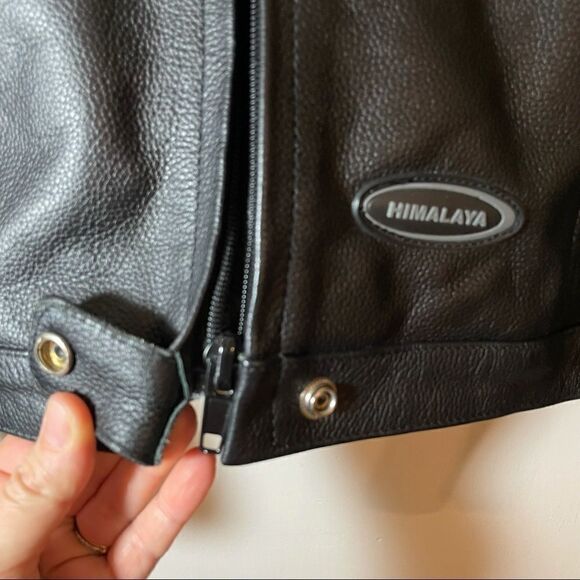 Himalayah motorcycle jacket black leather zip out lining vintage - Picture 2 of 8